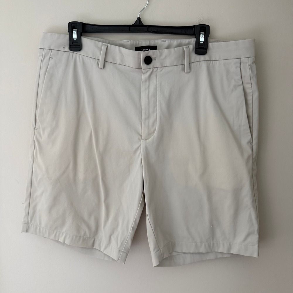 Theory Mens Zaine SW Neoteric Shorts Beige Stone Size 36 H0377214